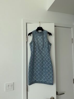Balmain Embellished Denim Dress